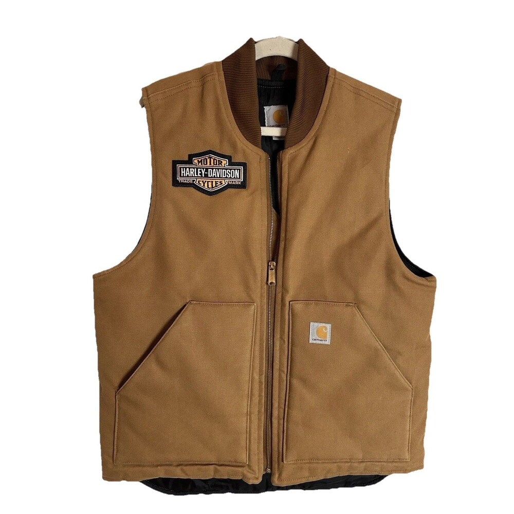 Carhartt Men’s M Firm Duck Insulated Rib-Collar Vest V01 Harley-Davidson Patch